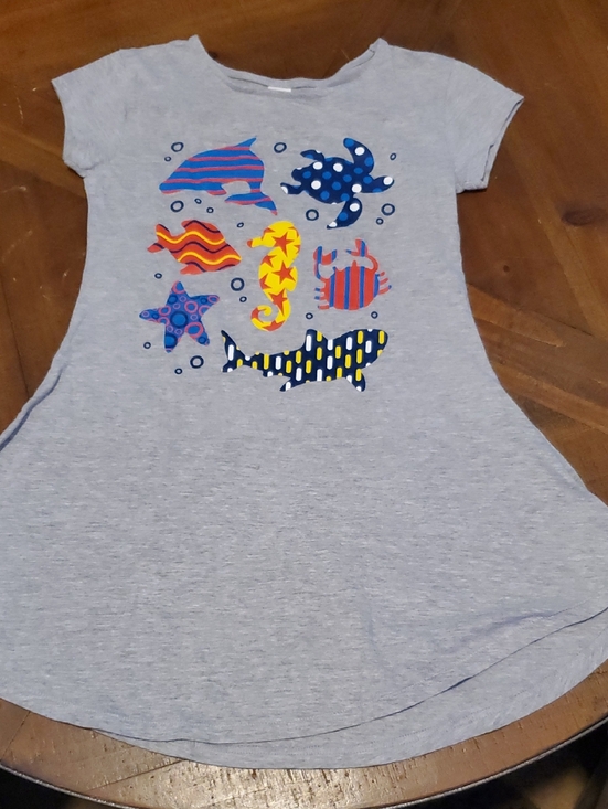 Air Waves Other - Girls' Light Gray Sea Creatures Casual Tee Dress